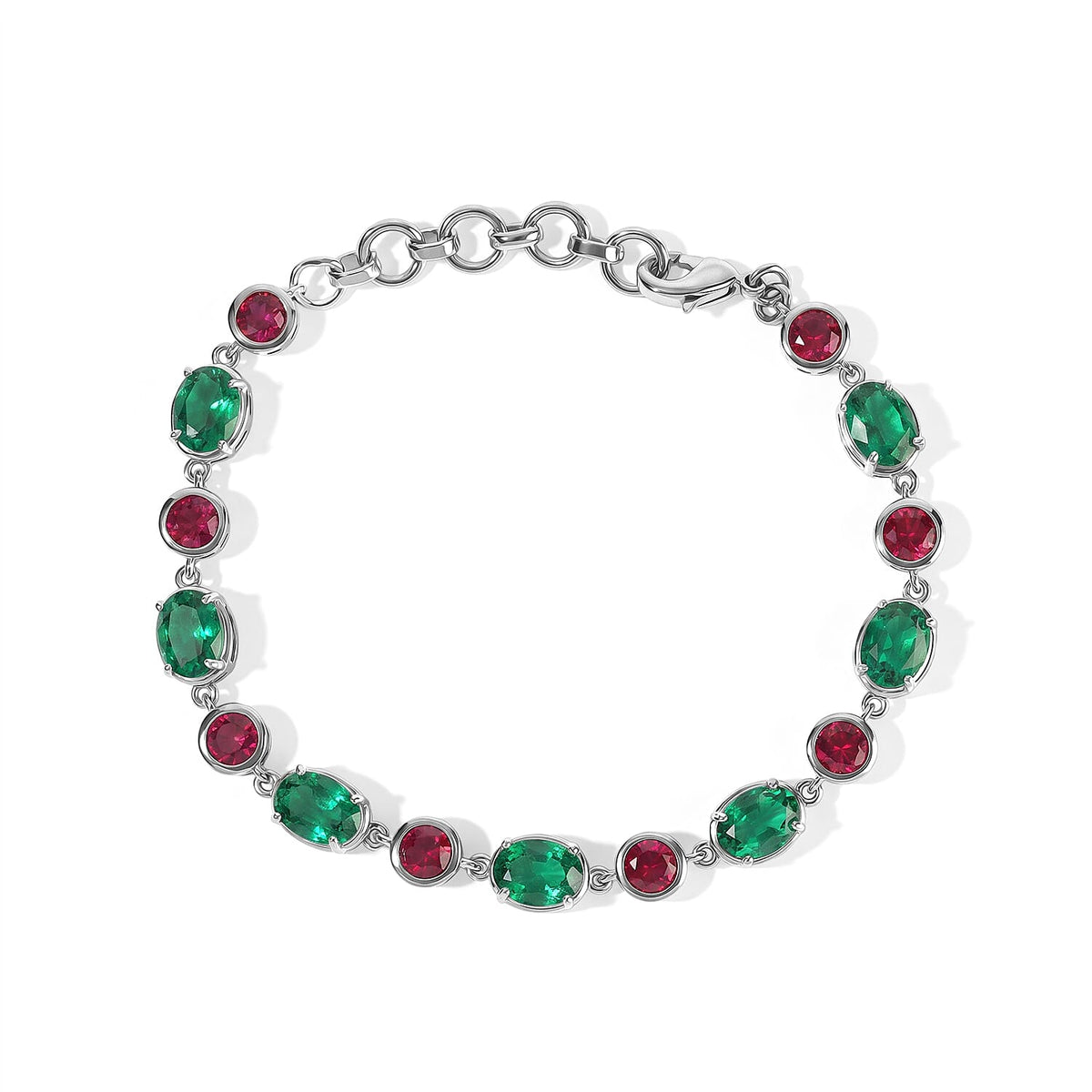 EverTrue Lab Grown Ruby Bracelet in Platinum Bond (6.50 In) 16.30 ctw