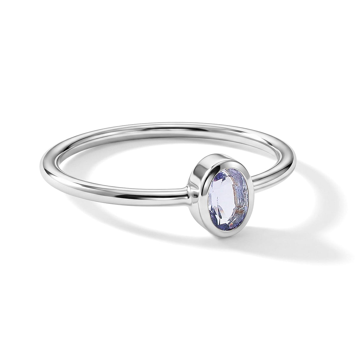 Tanzanite 0.12 ctw Oval Solitaire Ring Sterling Silver (Size 9.0)