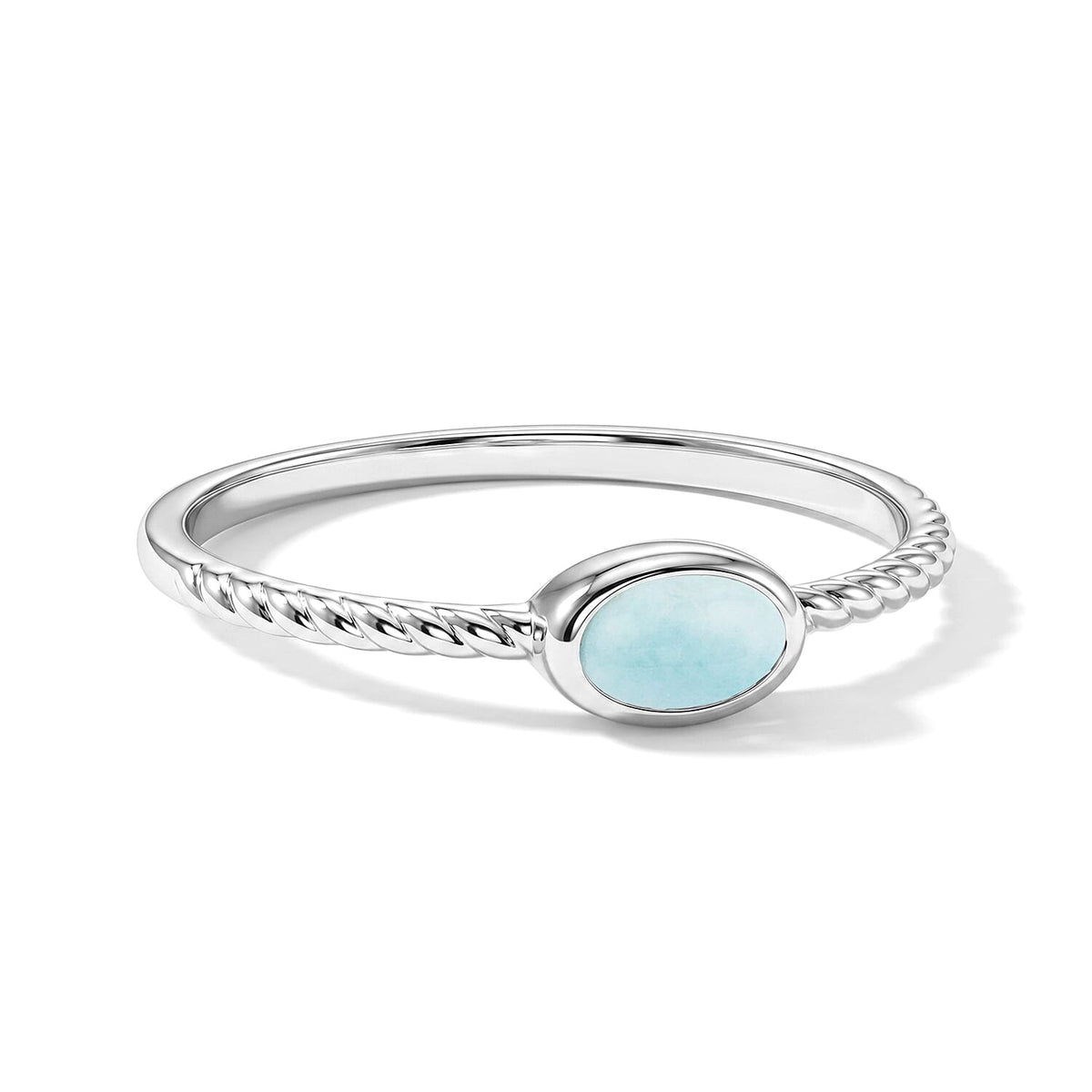 Larimar 0.45 ctw Oval East West Solitaire Ring in Sterling Silver (Size 9.0)