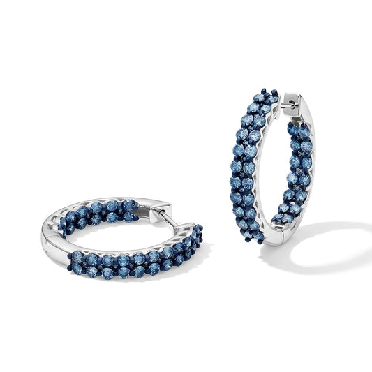 Luxuriant Lab Grown Blue Diamond (IR) (SI) Earrings in Rhodium Over Sterling Silver 2.00 ctw
