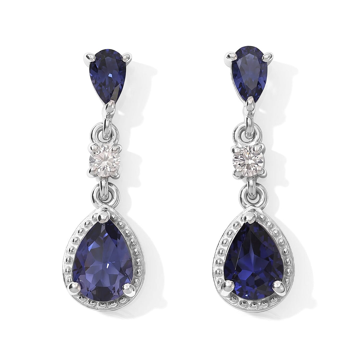 D''Joy Mint Apatite and Moissanite 1.15 ctw Dangling Earrings in Rhodium Over Sterling Silver
