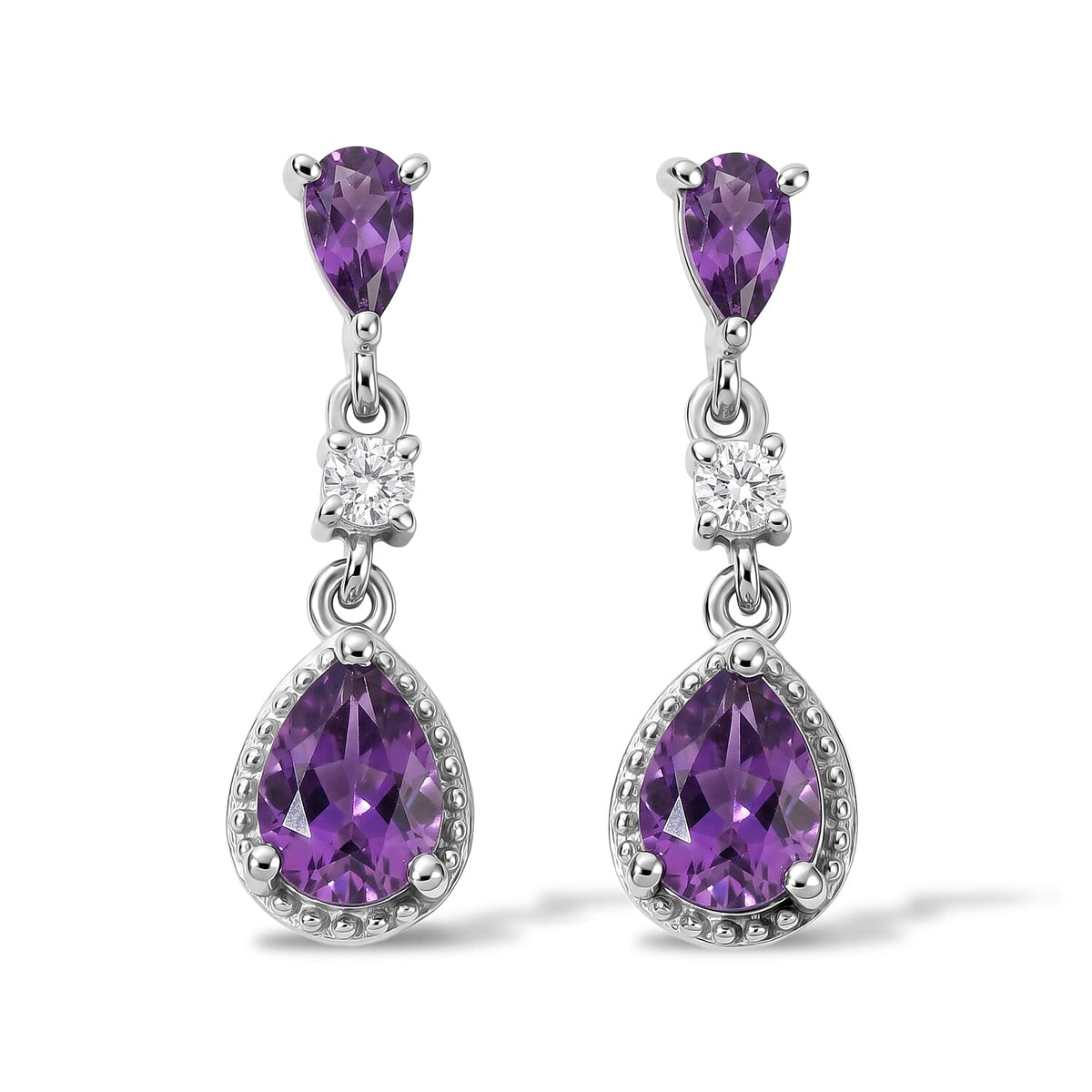 D''Joy Mint Apatite and Moissanite 1.15 ctw Dangling Earrings in Rhodium Over Sterling Silver