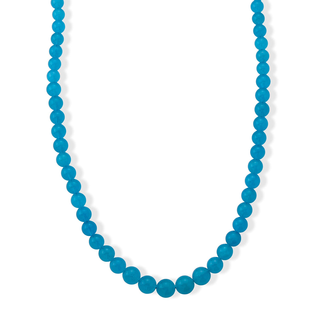 D''Joy Amazonite 350.00 ctw Beaded Necklace (20 Inches) in Rhodium Over Sterling Silver