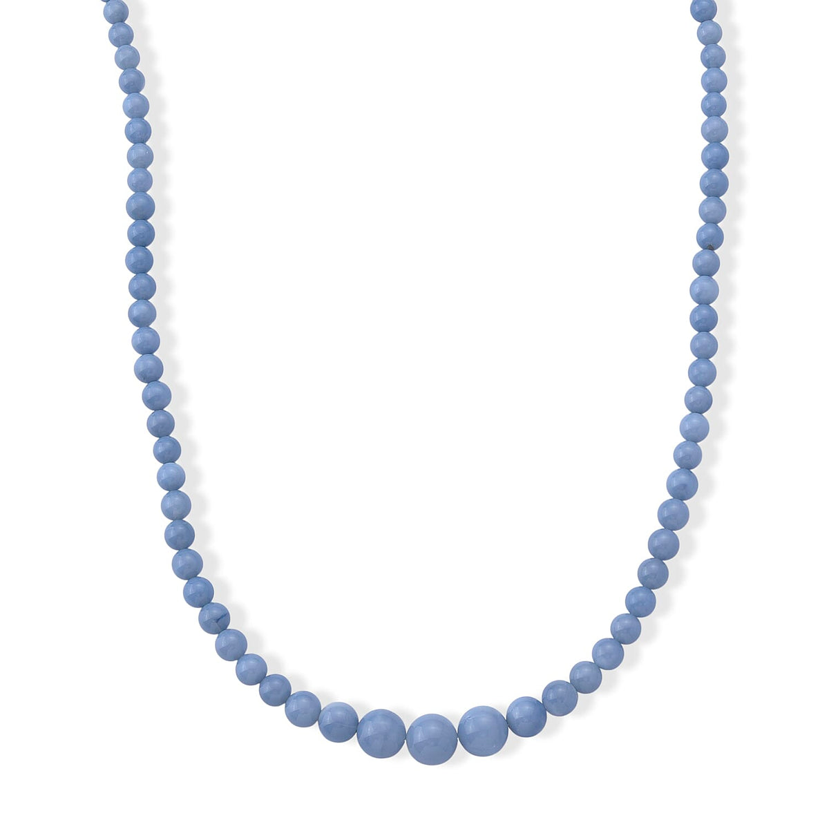 D''Joy Oregon Blue Opal 190.00 ctw Beaded Necklace (20 Inches) in Rhodium Over Sterling Silver