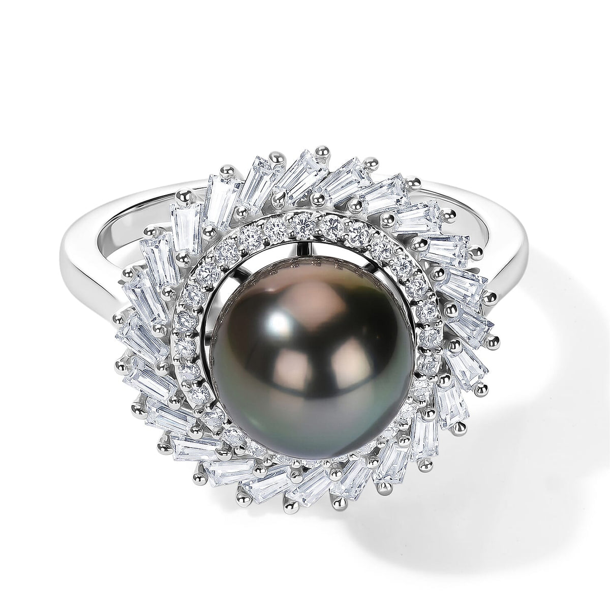 D''Joy Premium South Sea Pearl 10mm,Moissanite Halo Ring in 18K Vermeil YG Over Sterling Silver (Size 10.0) 1.50 ctw