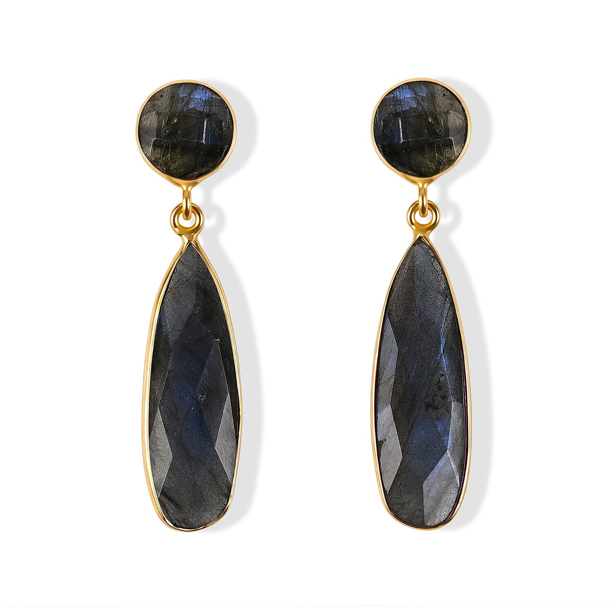 Purple Amethyst Drop Earrings in Goldtone 20ctw