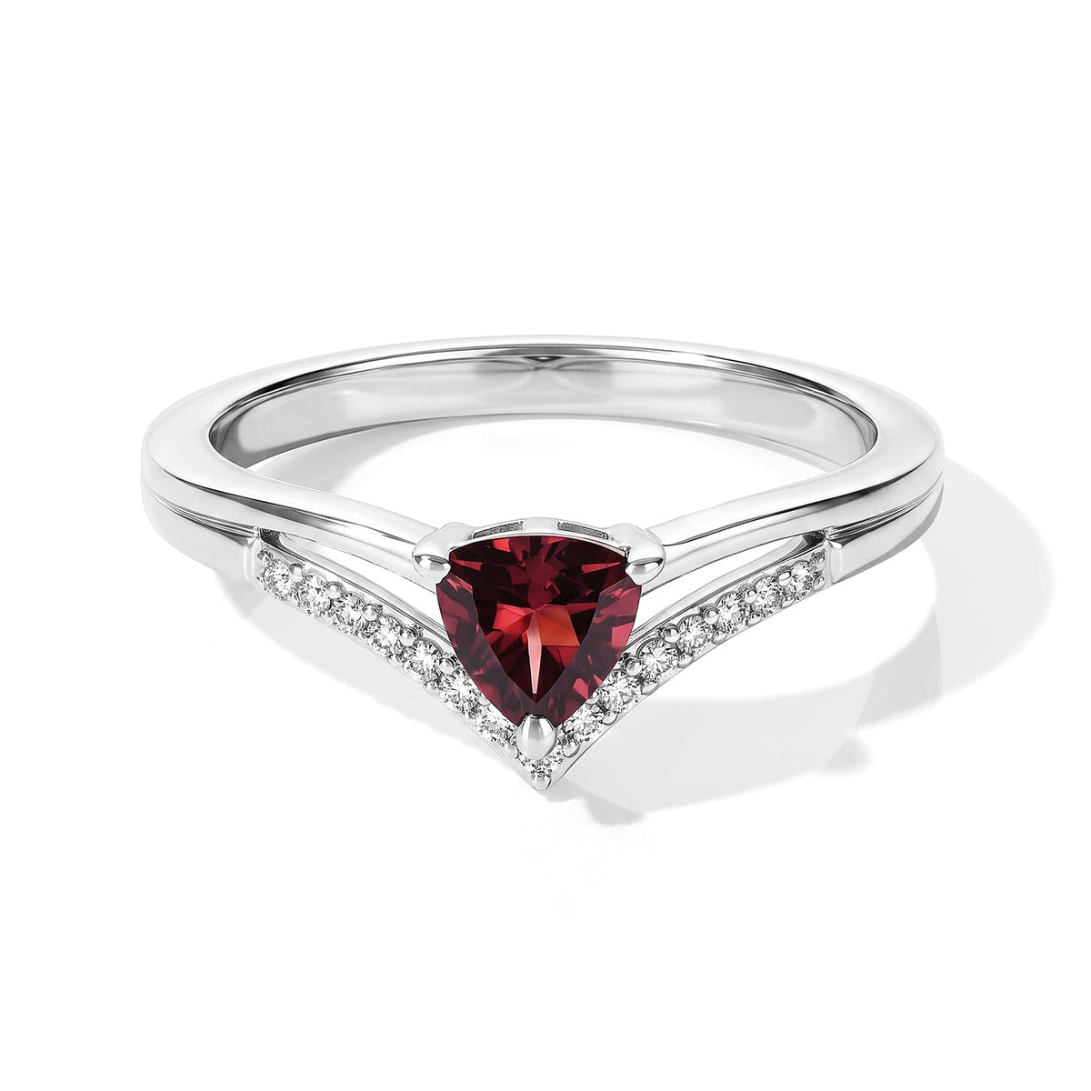 D''Joy Rhodolite Garnet and White Zircon 0.70 ctw Ring in Rhodium Plating Over Sterling Silver