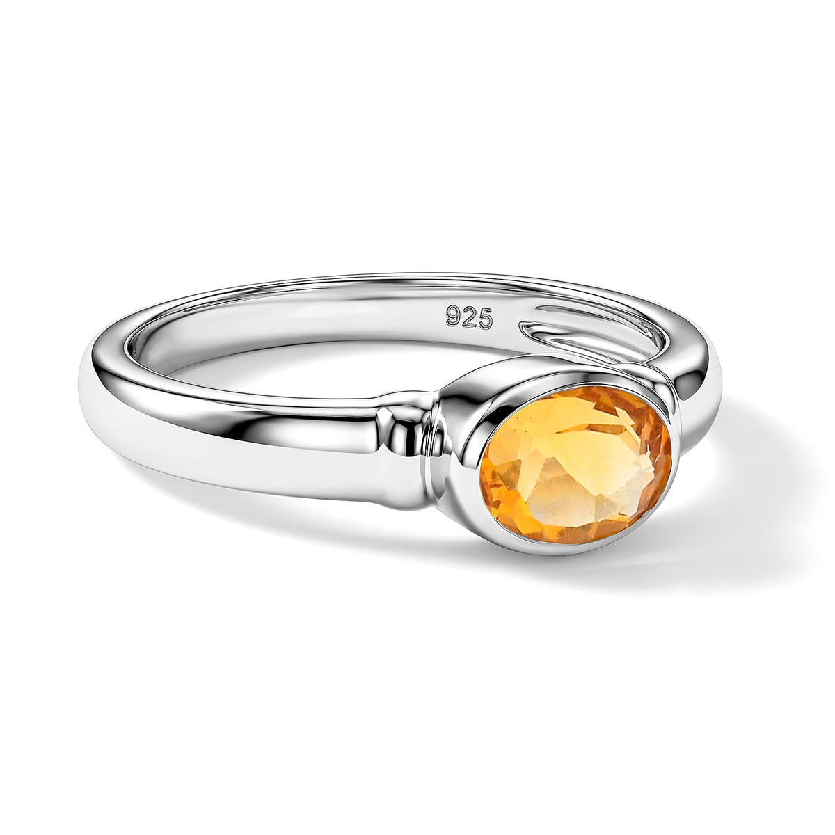 Citrine 0.80 ctw Oval East West Solitaire Ring in Sterling Silver (Size 8.0)