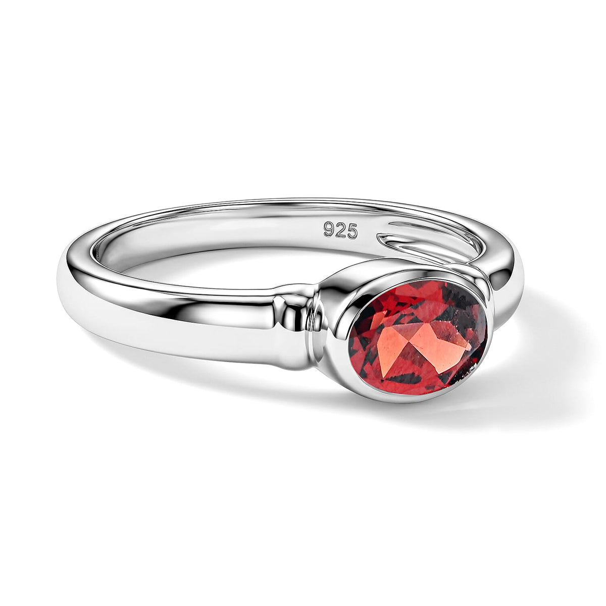 Garnet 0.50 ctw East West Solitaire Ring in Sterling Silver (Size 8.0)