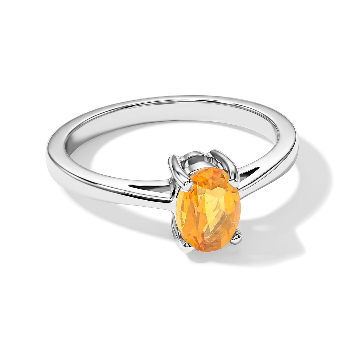 Citrine 0.80 ctw Oval Solitaire Ring in Sterling Silver (Size 7.0)