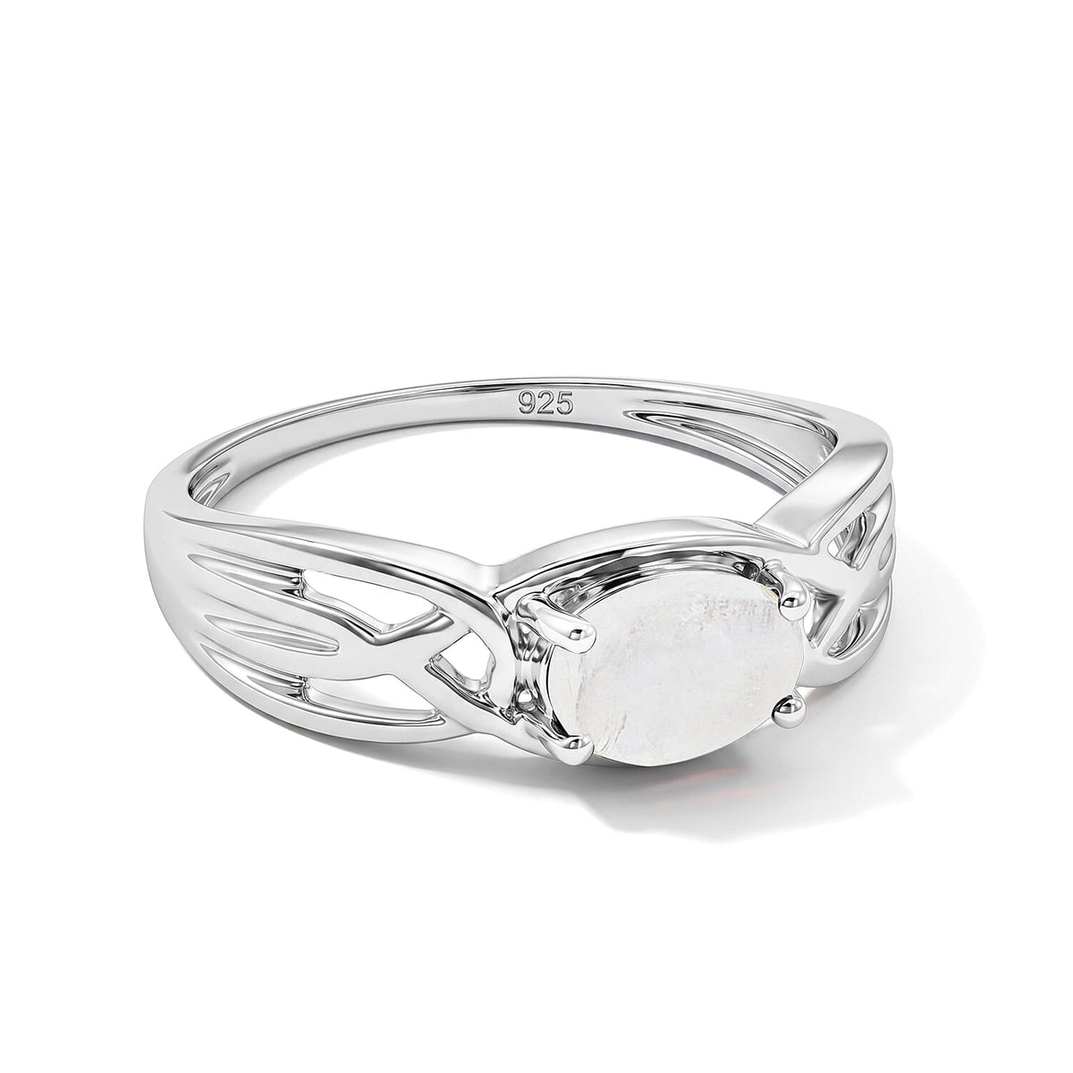 Moonstone 0.80 ctw Oval East West Solitaire Ring in Sterling Silver (Size 7.0)