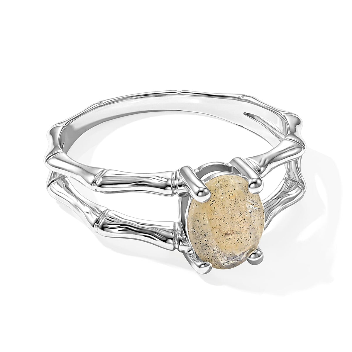 Labradorite 2.06 ctw Oval Solitaire Ring in Sterling Silver (Size 7.5)