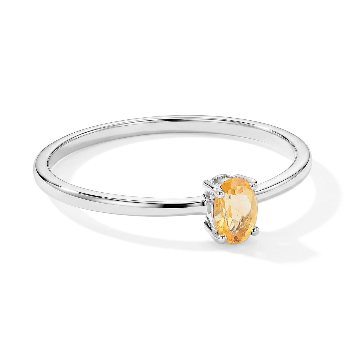 Citrine 0.15 ctw Oval Solitaire Ring in Sterling Silver (Size 8.0)