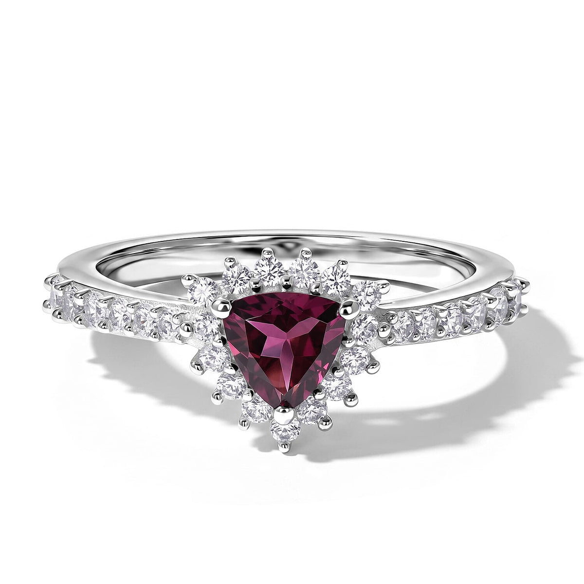 D''Joy Bolivian Amethyst and White Zircon 1.00 ctw Ring in Rhodium Over Sterling Silver (Size 10.0)