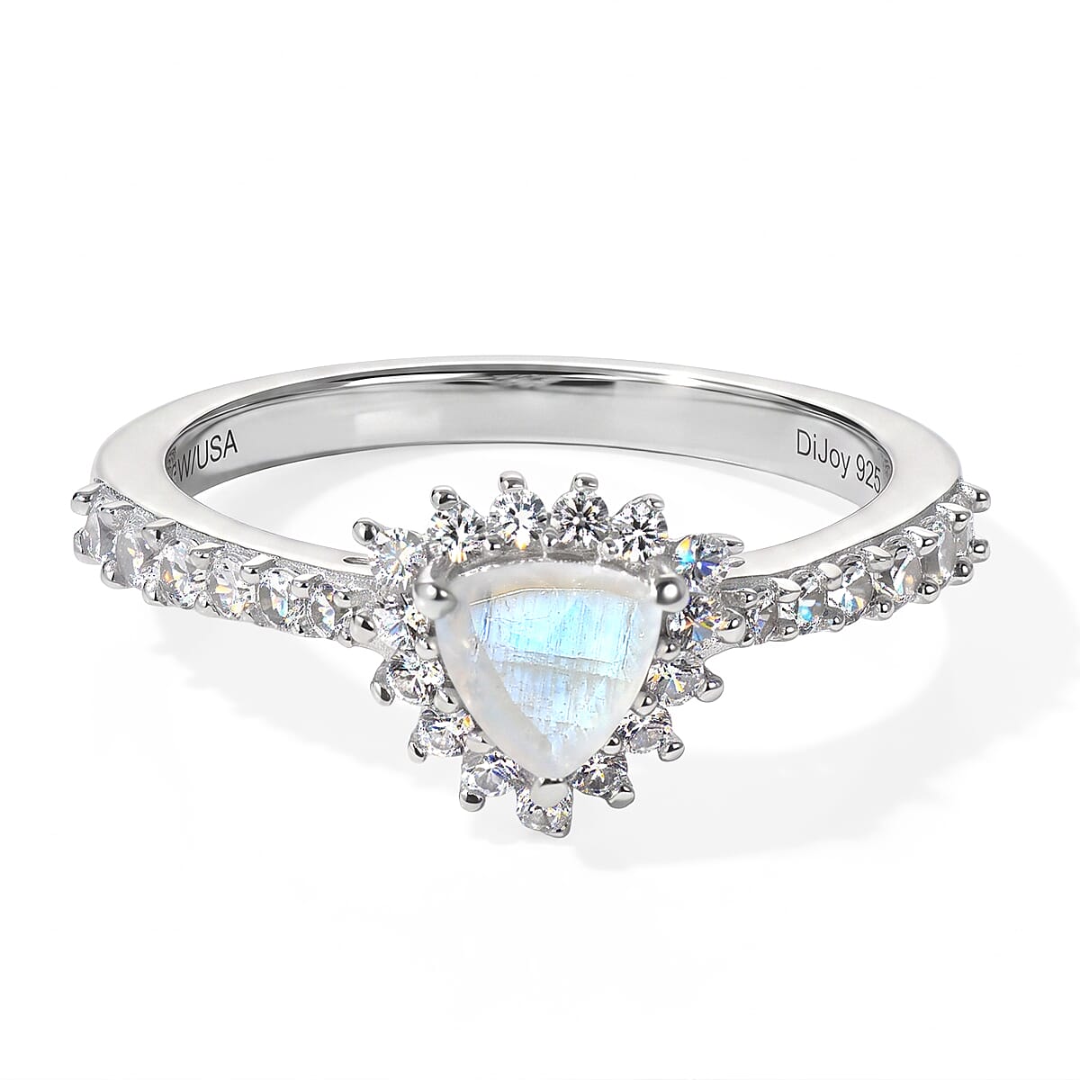 D''Joy Bolivian Amethyst and White Zircon 1.00 ctw Ring in Rhodium Over Sterling Silver (Size 10.0)