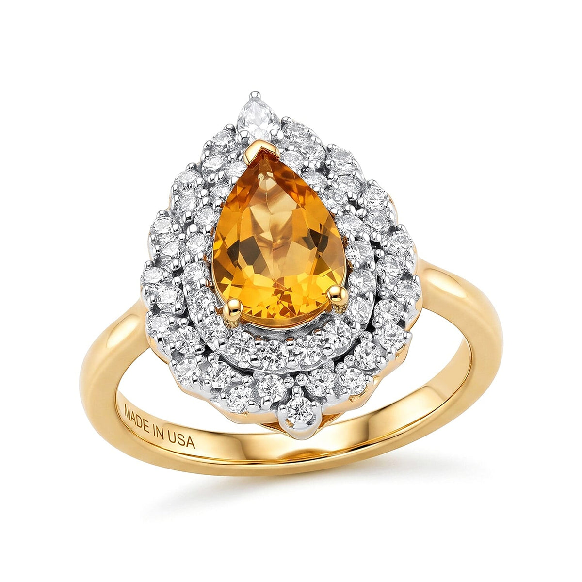 D''Joy Premium Brazilian Heliodor, Moissanite Ring in 18K Vermeil YG Over Sterling Silver (Size 10.0) 1.60 ctw