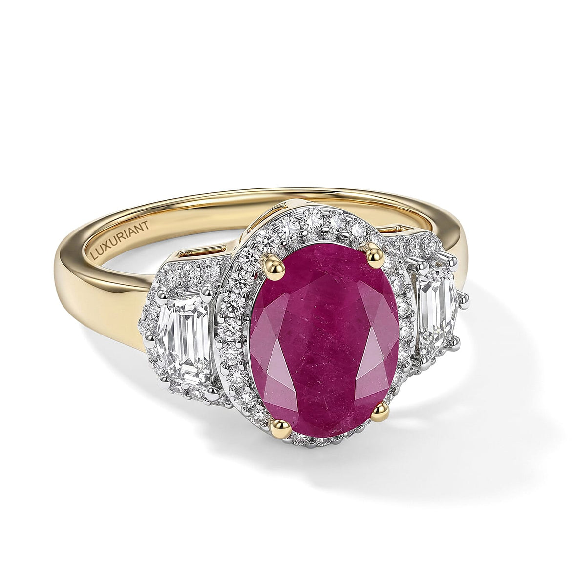 Epic Deal 10K Yellow Gold Premium Montepuez Ruby, Luxuriant Lab Grown Diamond (VS) Ring (Size 10.0) 3.00 ctw