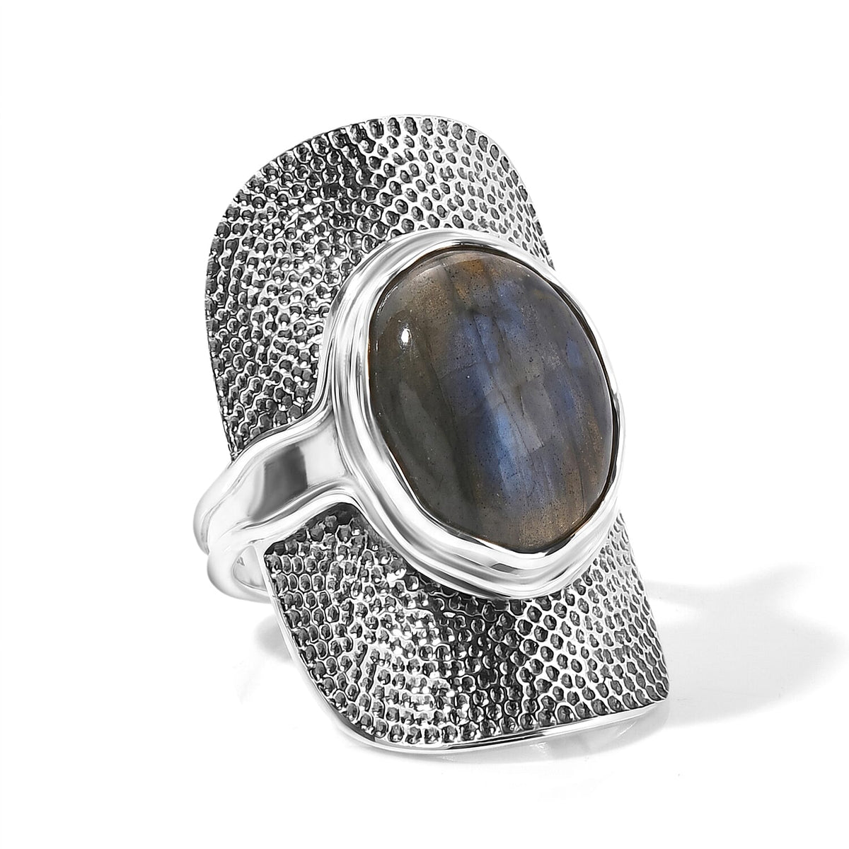D''Joy Artisan Crafted Passport to Israel AAA Malagasy Labradorite Ring in Sterling Silver (Size 7.0) 9.65 ctw