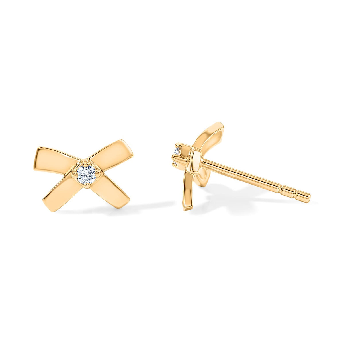 White Zircon X Earrings in Goldtone 0.10 ctw