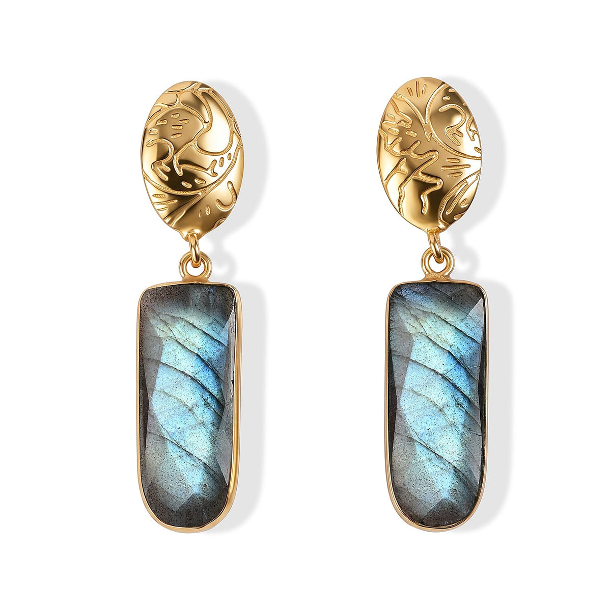 Green Onyx Drop Earrings in Goldtone 20ctw