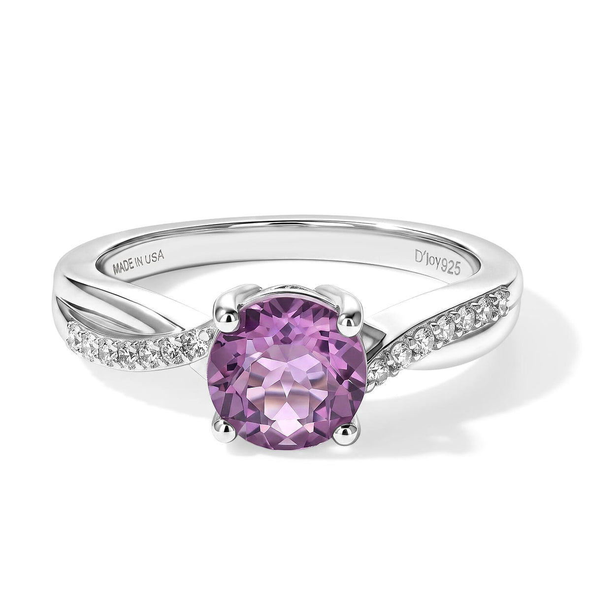 D''Joy Purple Fluorite and White Zircon 1.70 ctw Ring in Rhodium Over Sterling Silver (Size 10.0)