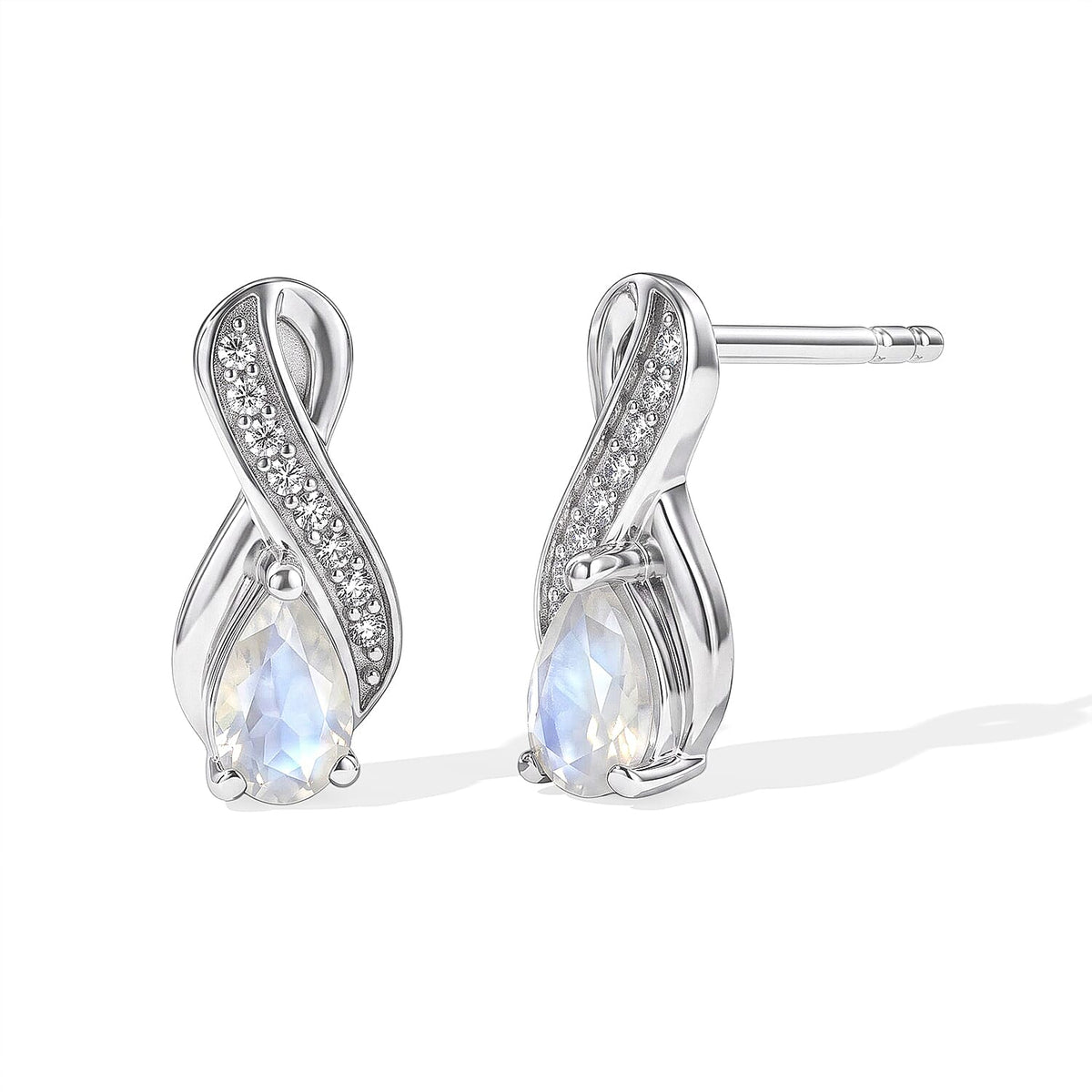 D''Joy Orissa Rhodolite Garnet and White Zircon 0.65 ctw Stud Earrings in Rhodium Over Sterling Silver