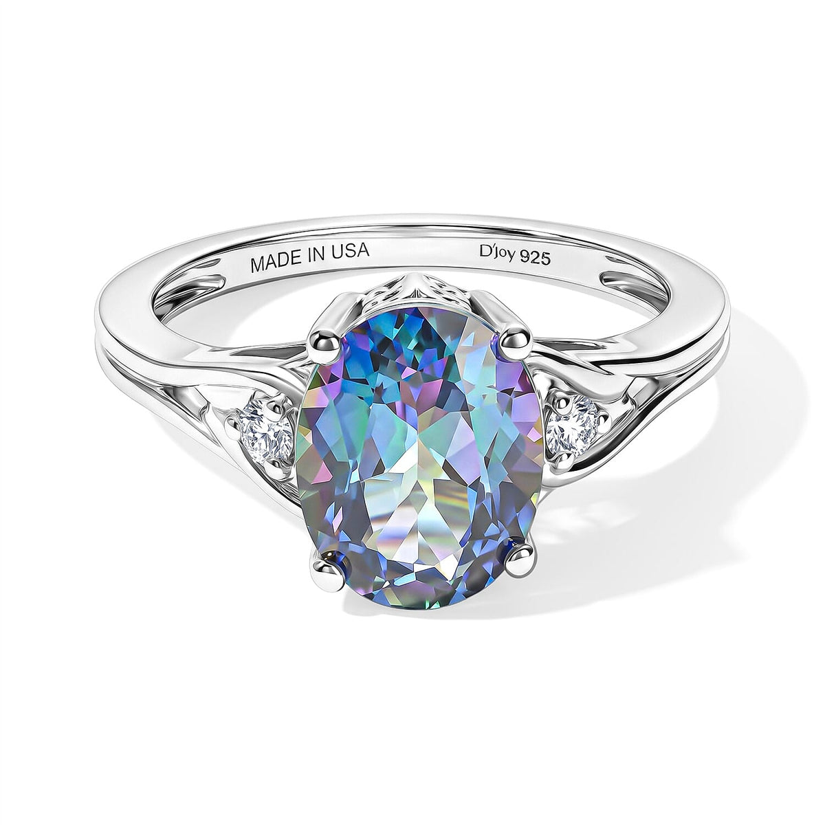 D''Joy Cassiopeia Mystic Topaz and White Zircon 4.25 ctw Ring in Rhodium Over Sterling Silver (Size 10.0)
