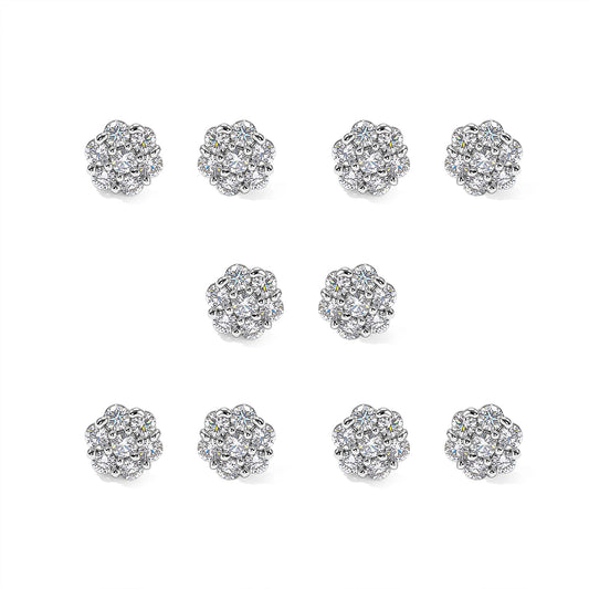 Simulated Diamond Set of 5 Stud Earrings in Silvertone 5ctw