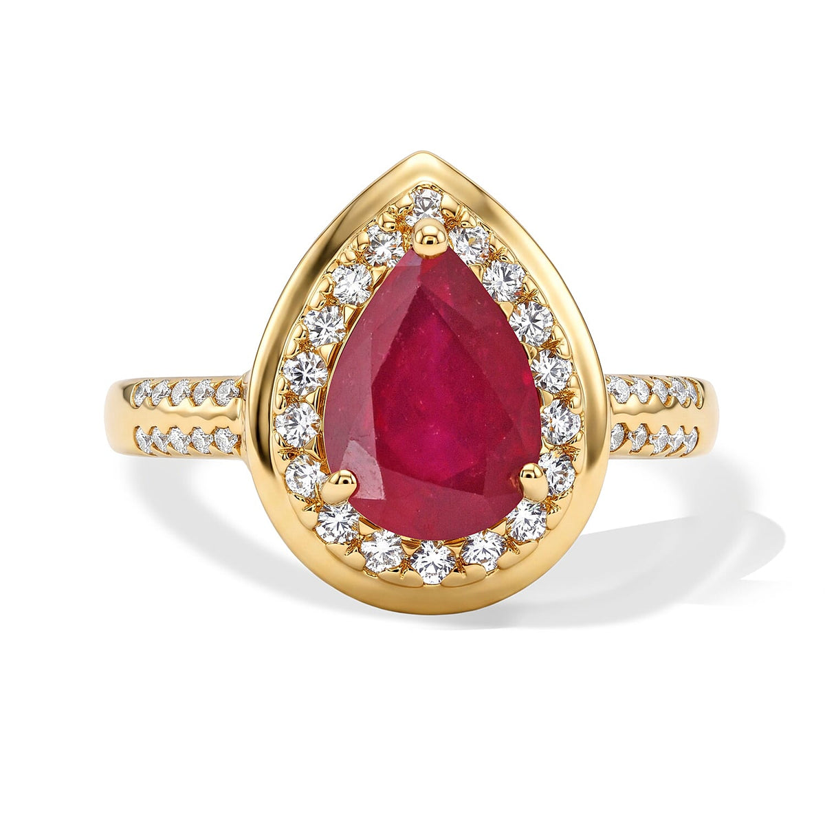 D'Joy Niassa Ruby (FF), White Zircon Ring in 18K Vermeil YG Over Sterling Silver (Size 10.0) 3.70 ctw