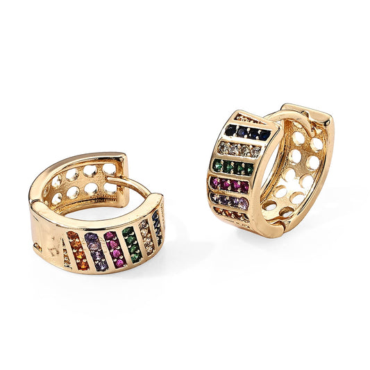 Simulated Multi Color Diamond Earrings in Silvertone 0.10 ctw