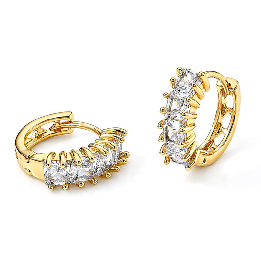 Earrings in Simulated Diamond  Silvertone 1.00 ctw