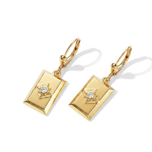 D''Joy Diamond Assent Fancy Earrings in 18K Yellow Gold Over Sterling Silver