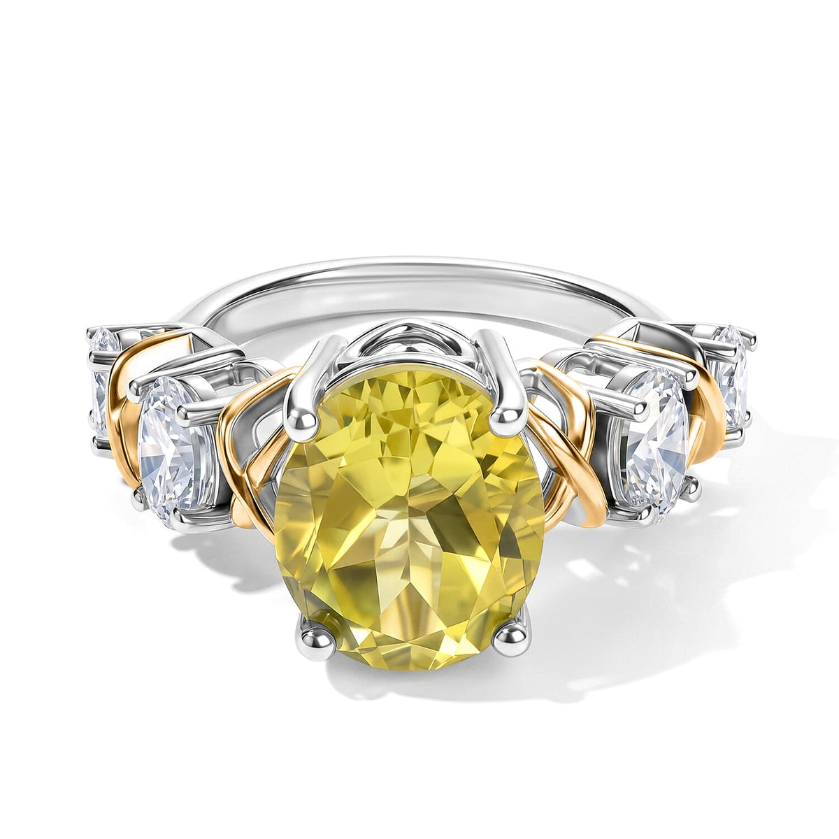 EverTrue Premium Black Spinel and Moissanite 7.35 ctw Ring in 18K YG Plated and Platinum Bond (Size 10.0)
