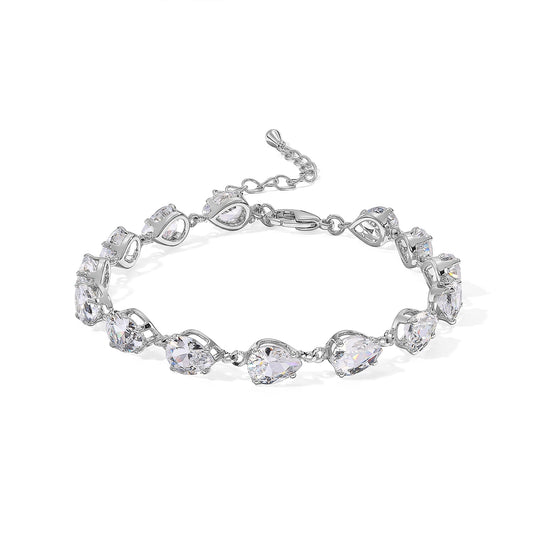 Simulated Diamond Bracelet in Silvertone (7.50In) 18.9ctw
