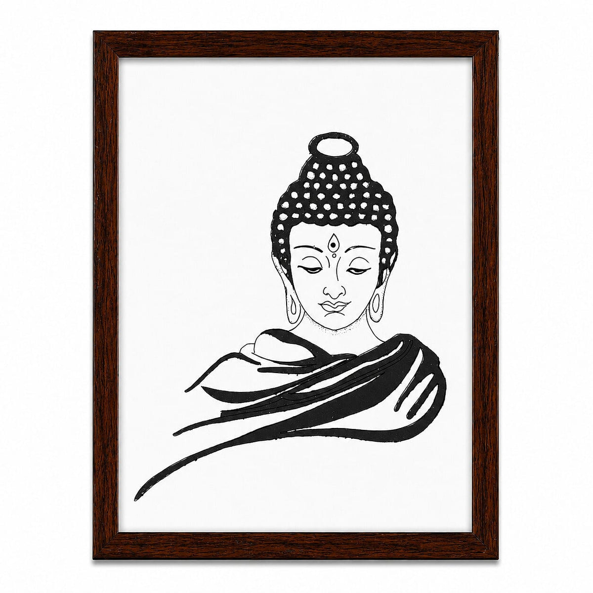 Handcrafted Black Gemstone Buddha Wall Painting