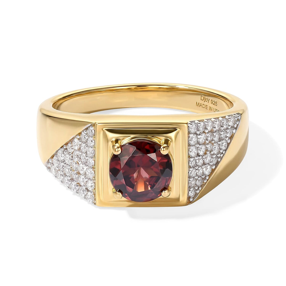 D''Joy AAA Red Zircon and Moissanite 2.30 ctw Men''s Ring in 18K Vermeil Yellow Gold Over Sterling Silver (Size 10.0)