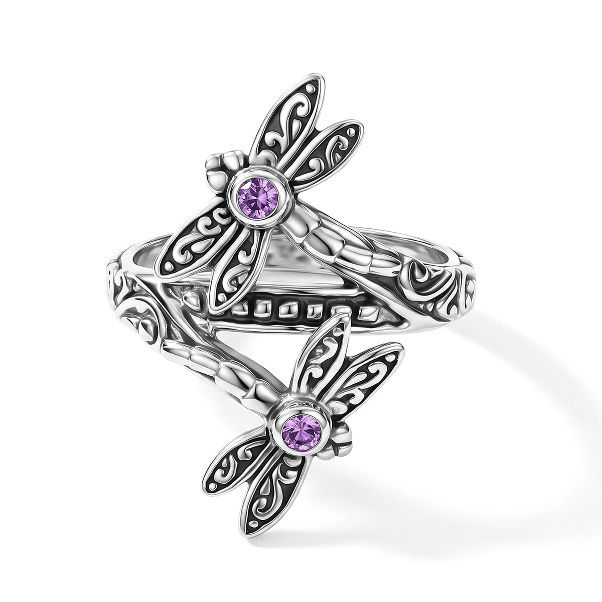 D''Joy Bali Legacy Premium Masoala Sapphire (D) 0.25 ctw Dragonfly Ring in Sterling Silver (Size 10.0)