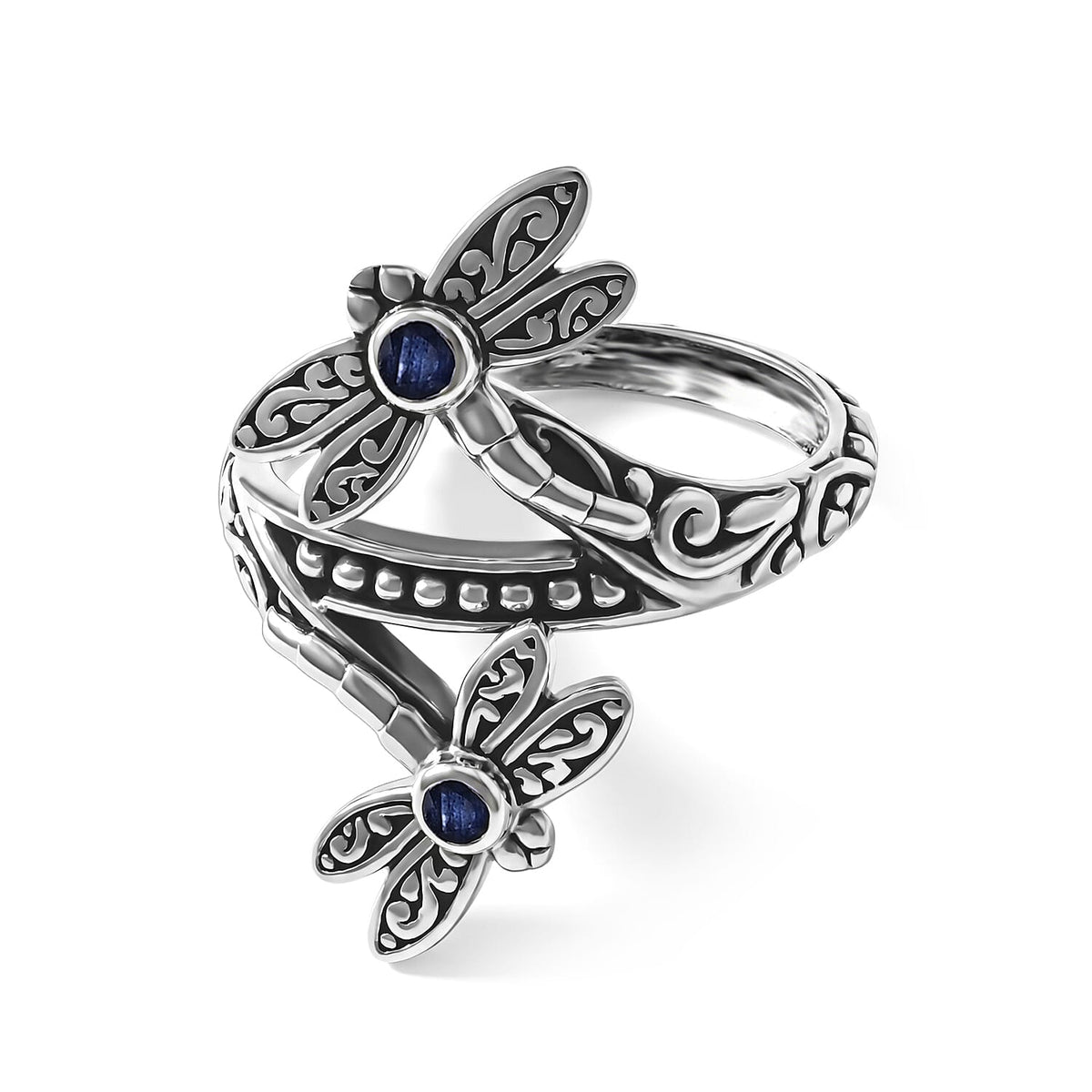 D''Joy Bali Legacy Premium Masoala Sapphire (D) 0.25 ctw Dragonfly Ring in Sterling Silver (Size 10.0)