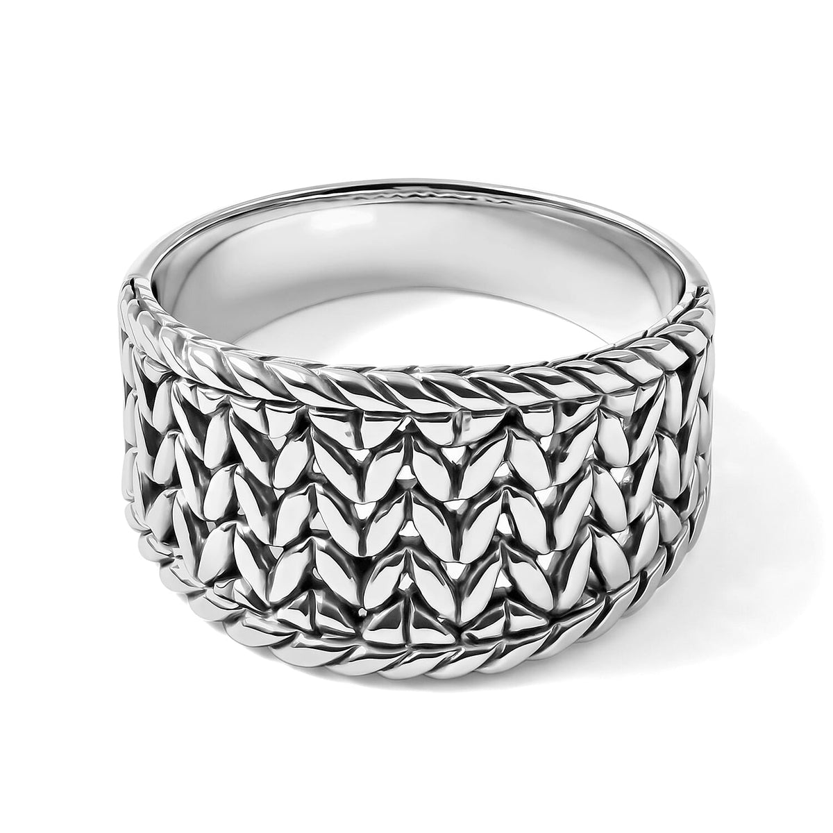 D''Joy Bali Legacy Sterling Silver Textured Wide Band Ring (Size 10.0) (5.10 g)