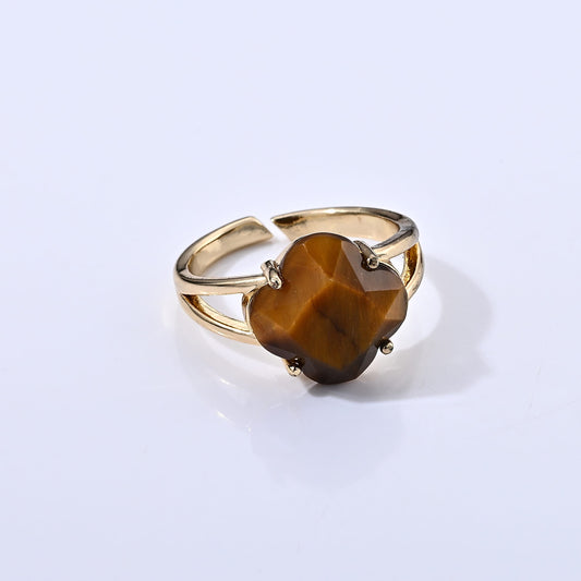 Yellow Tigers Eye 10.00 ctw Ring in Goldtone (Adjustable)
