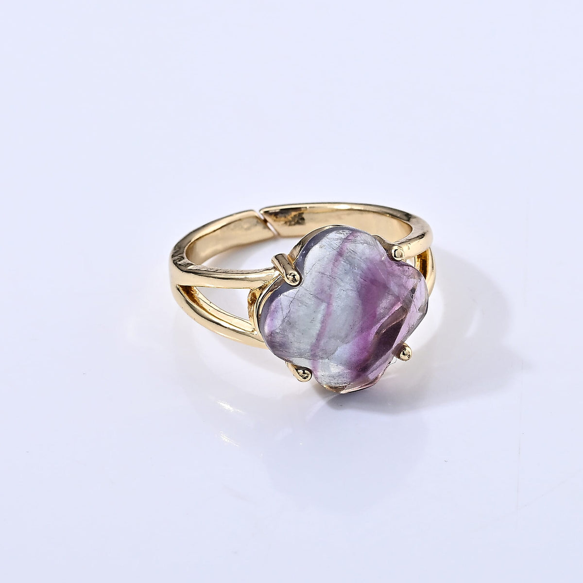 Multi Fluorite 10.00 ctw Ring in Goldtone (Adjustable)