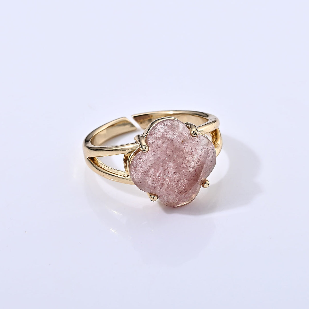 Strawberry Quartz 10.00 ctw Ring in Goldtone (Adjustable)