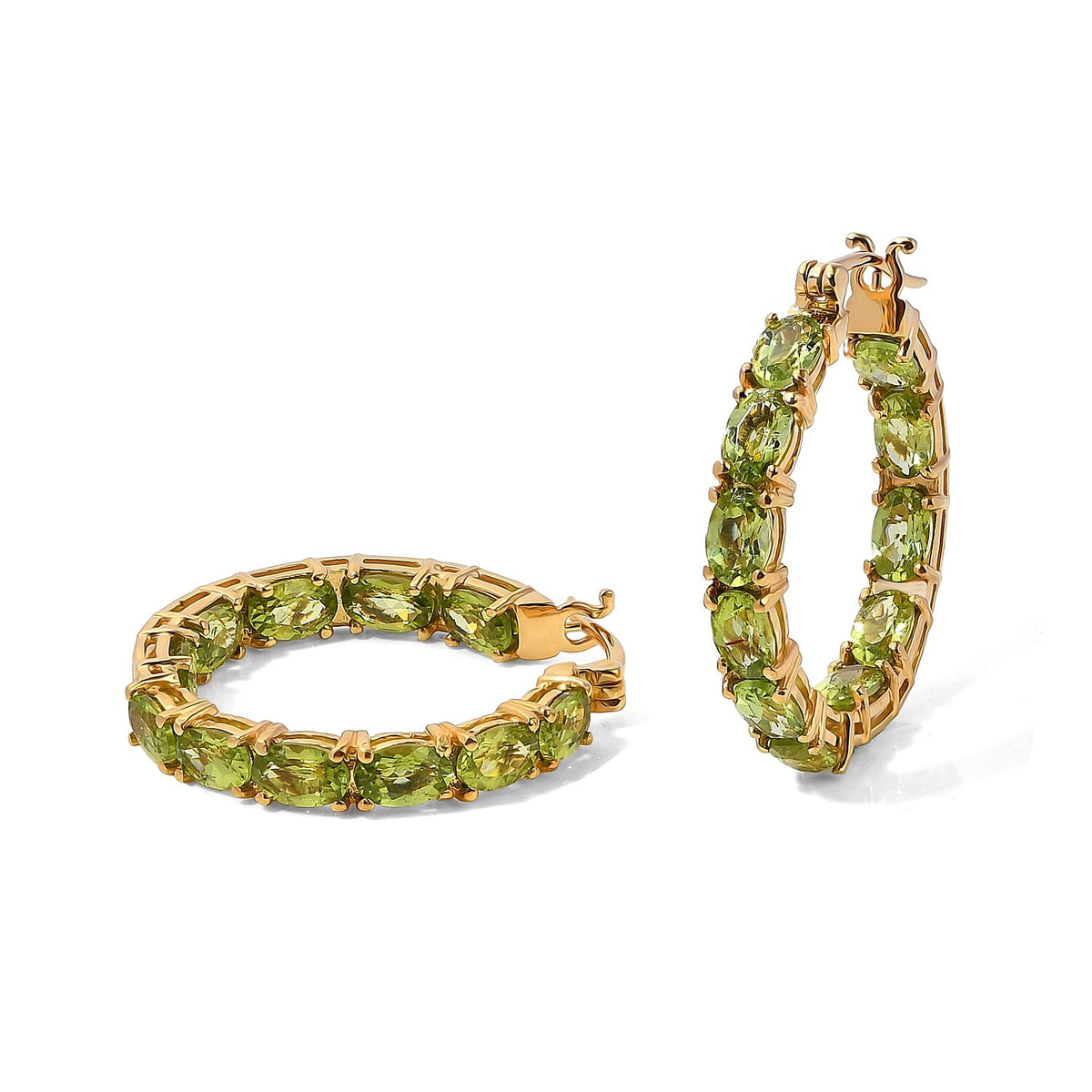 D'Joy Hebei Peridot 9.70 ctw Hoop Earrings in 18K Vermeil Yellow Gold Over Sterling Silver