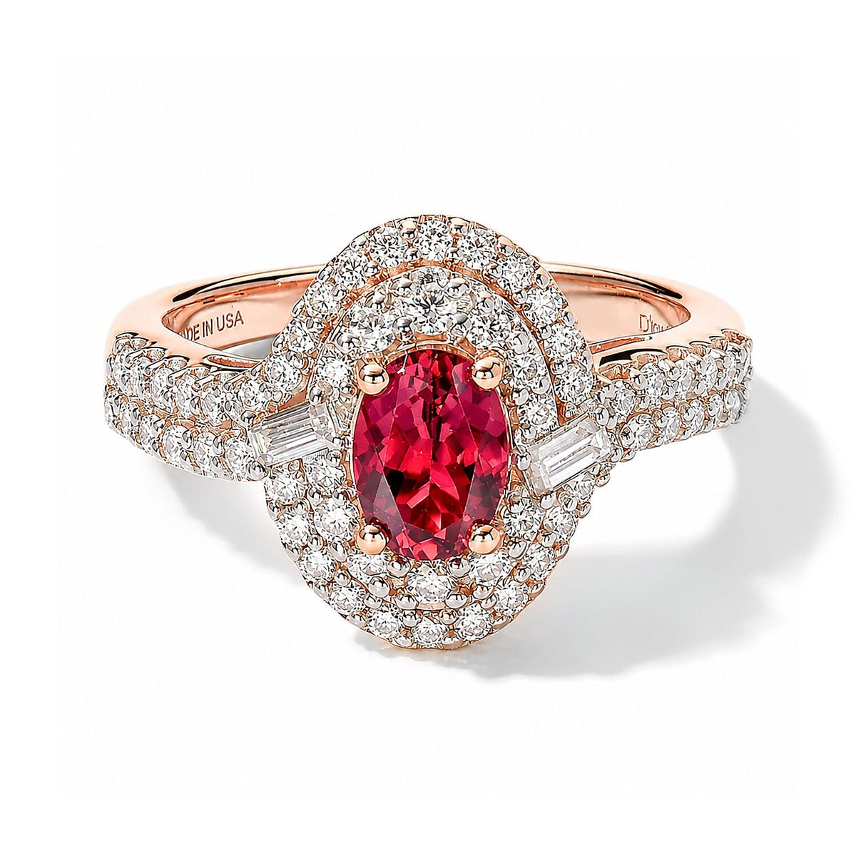 Certified & Appraised D''Joy Premium Pink Tourmaline, Moissanite Ring in 18K Vermeil RG Over Sterling Silver (Size 6.0) 1.60 ctw
