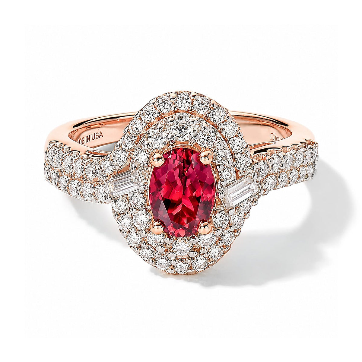Certified & Appraised D''Joy Premium Pink Tourmaline, Moissanite Ring in 18K Vermeil RG Over Sterling Silver (Size 6.0) 1.60 ctw