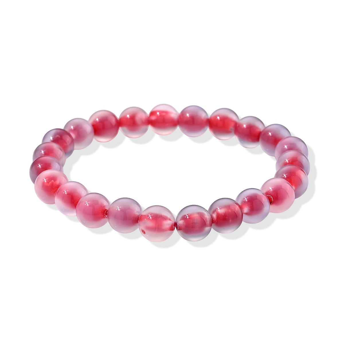 Red Chalcedony Beaded Stretch Bracelet (6.25-6.75In) 80.00 ctw