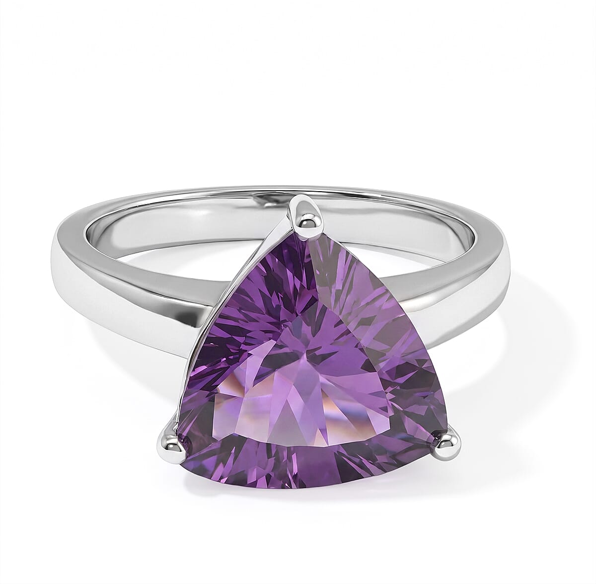 EverTrue Mashamba Amethyst 4.70 ctw Solitaire Ring in Stainless Steel (Size 10.0)