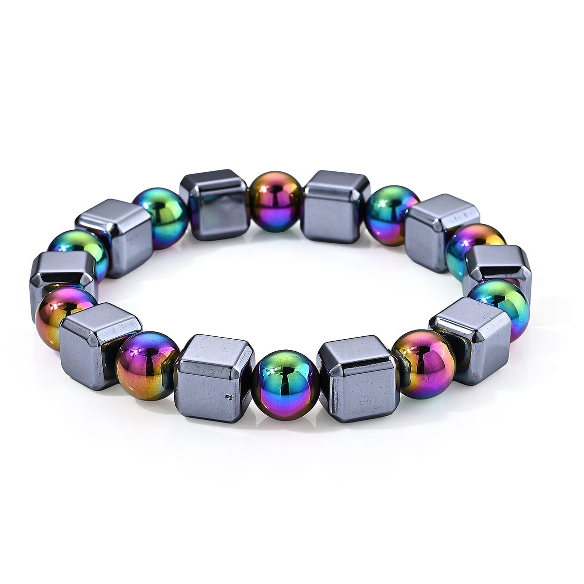 Terahertz 160.00 ctw Cube Shape Beaded Stretch Bracelet