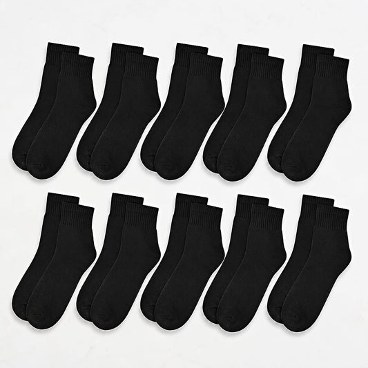 Pack of 10 Black Ankle Socks