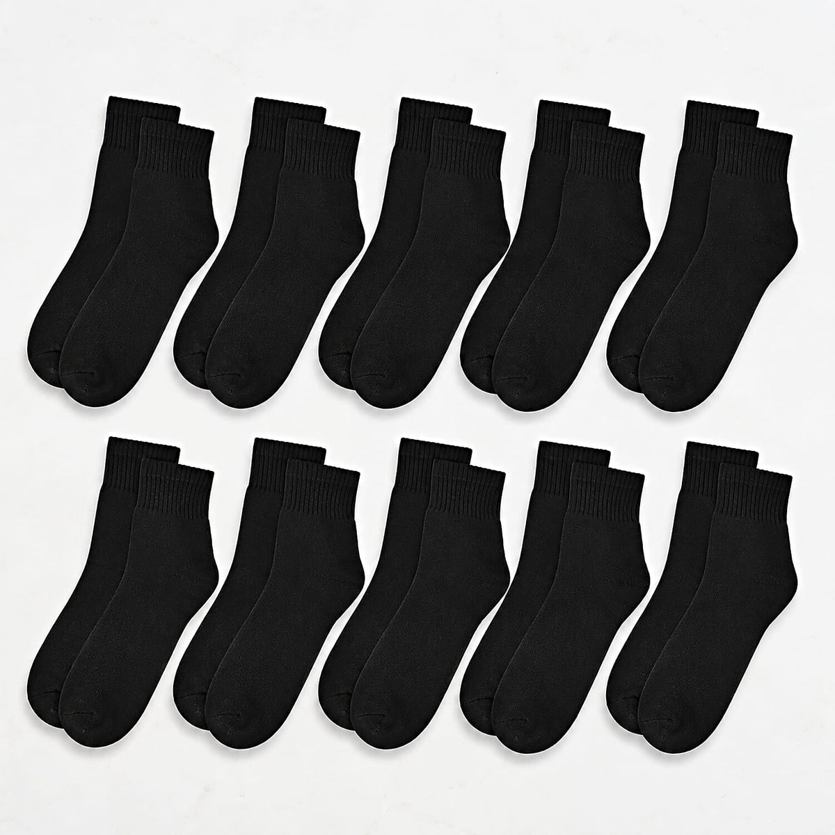 Pack of 10 Black Ankle Socks